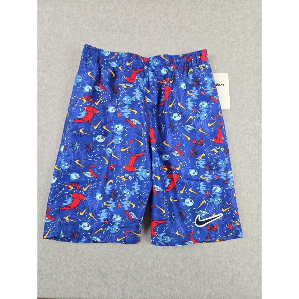 Nike Swim Boys Size Large Sea Friends 8" Swimming Trunk Shorts Blue / Red NEW